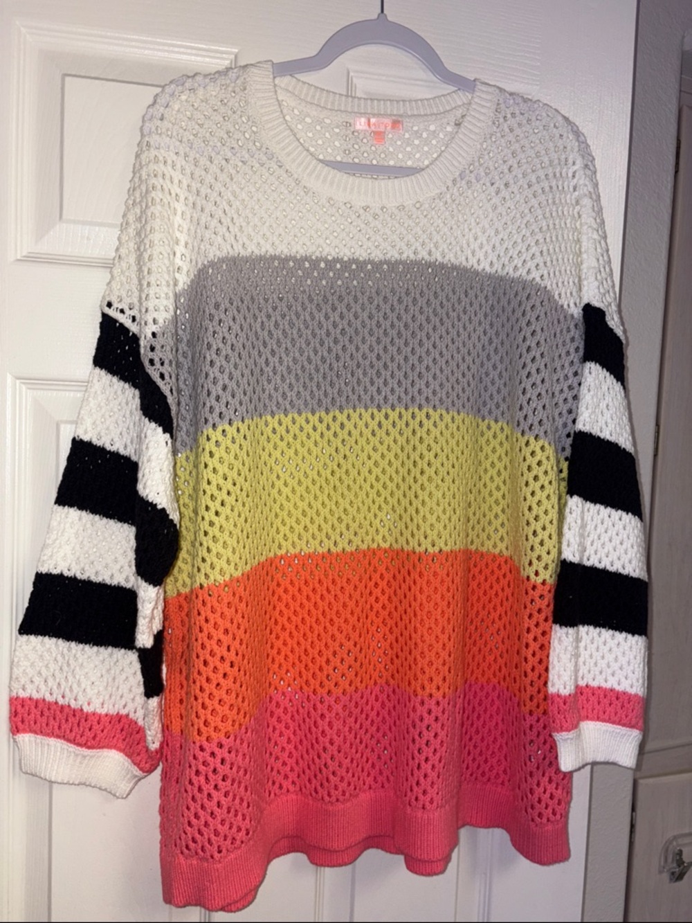 Colorblock Open-Knit Sweater - Multicolor, Lisa Todd 3X